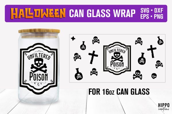 Unfiltered Poison Halloween Potion Label Can Glass Wrap on Sale