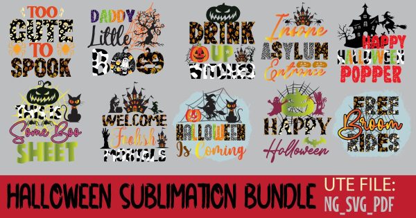 Halloween Sublimation Bundle, Halloween Cut File Bundle, , Halloween Cut File Bundle, Halloween quote SVG Set, Halloween Svg Bundle, Halloween Retro Sublimation SVG Bundle Online now - Image 2