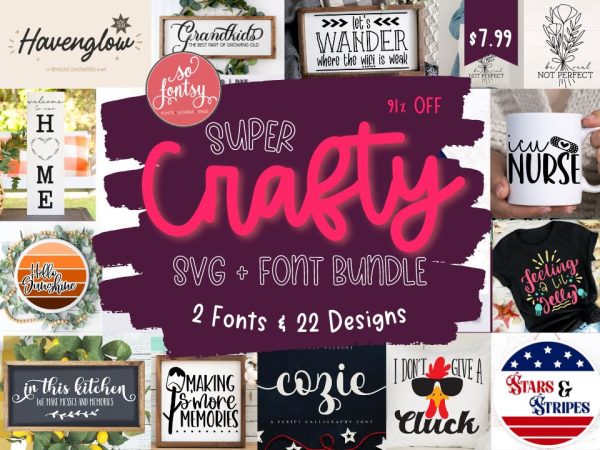 Super Crafty SVG & Font Bundle - In Cart Deal Sale